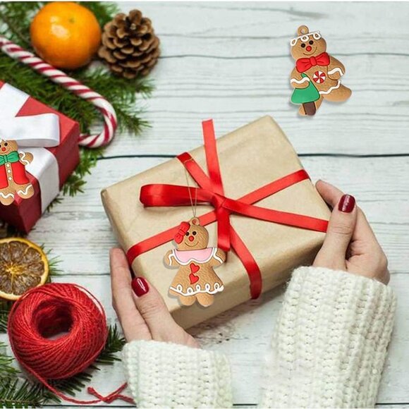 12pcs Gingerbread Man Ornaments for Christmas Tree, Assorted Plastic Gingerbread - Picture 7 of 9
